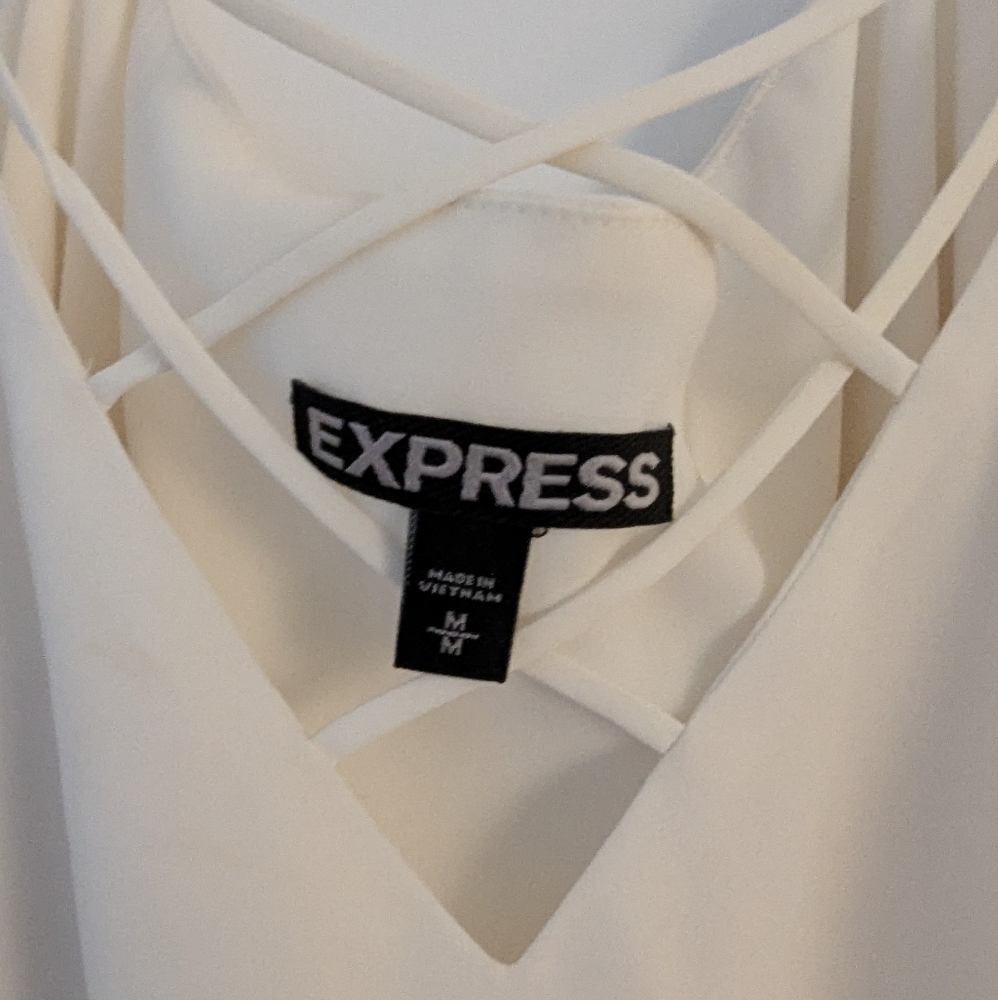 Express White Silky Strappy Criss-Cross Tank Top - Flowy & Bridal Chic - Picture 4 of 6